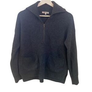 Madewell Glenbrook Half-Zip Merino Wool Pullover Sweater in Charcoal gray XXS